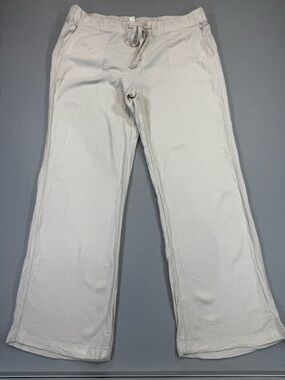 CASLON Light Beige Drawstring Linen Blend Pants